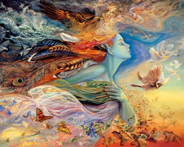  birds Painting - fantasy angel and birds butterflies